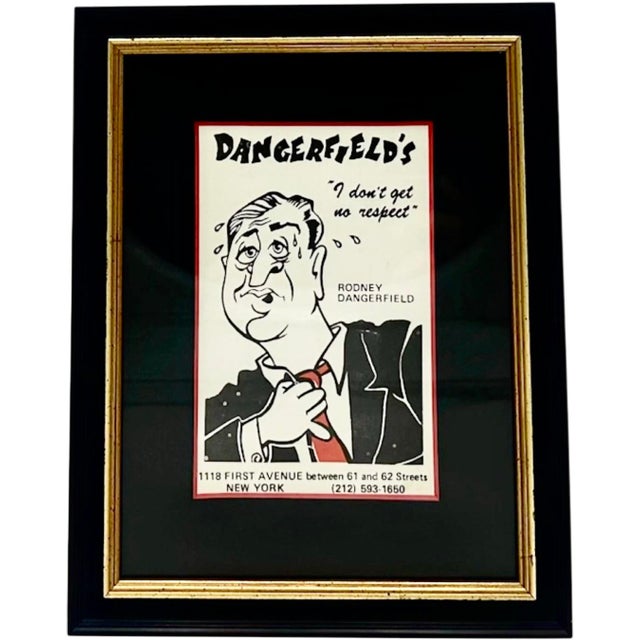 Wood Vintage Dangerfield's Comedy Club Nyc Framed Postcard For Sale - Image 7 of 10