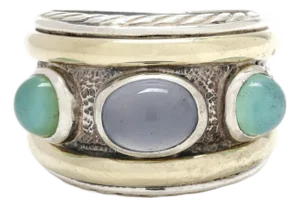 David Yurman Oval Chalcedony Band Ring, Sterling Silver, Ring Size 6