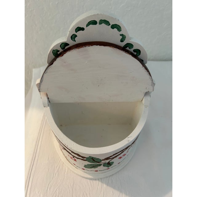 1980s Vintage French Country Hand-Painted Hanging Salt Box For Sale - Image 5 of 6