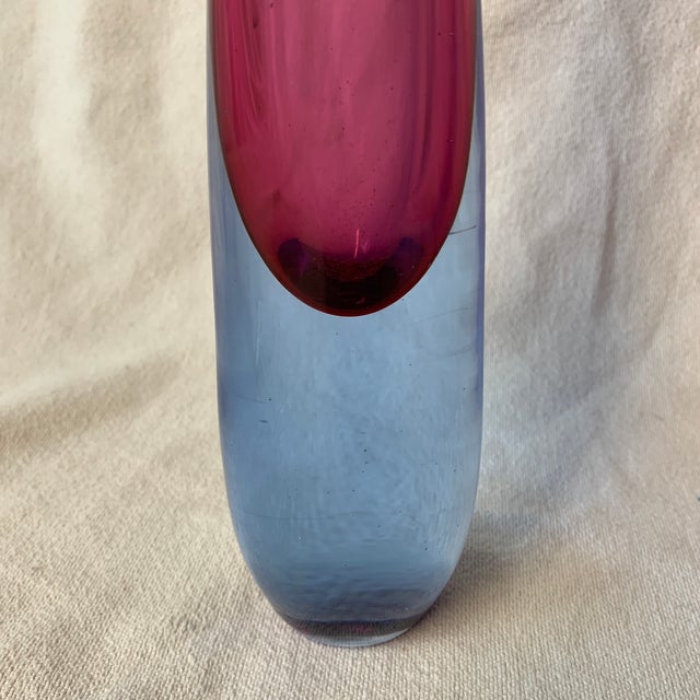 Mid-Century Modern Vintage Murano Sommerso Glass Vase by Salviati & Co. C. 1960 - A Pair For Sale - Image 3 of 9