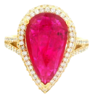 3.03 Carat Ruby Diamond 14k Gold Halo Ring, Gia Certified, Size 6.5