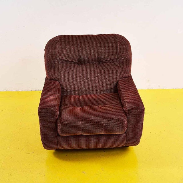 Textile Vintage Chair in Burgundy Fabric For Sale - Image 7 of 7