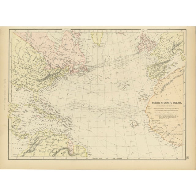 Map of the North Atlantic Ocean, 1882 For Sale - Image 3 of 5