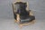French Maison Jansen Genuine Leather Gilt and Paint Decorated Grand Scale Bergere Chair For Sale - Image 3 of 15