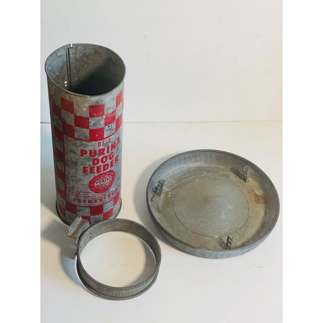 Antique Dog Tube Feeder Purina Chow Metal Rustic For Sale - Image 4 of 6