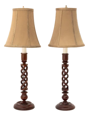 Jacobean Style Mahogany Barley Twist Lamps, 2