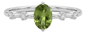 Peridot Engagement Ring in 925 Sterling Silver, August Birthstone Green Gemstone Ring Us 7