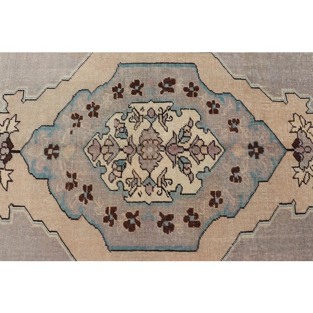 Vintage Turkish Medallion Oushak Area Rug in Gray, Taupe, Brown and Cream For Sale - Image 4 of 13