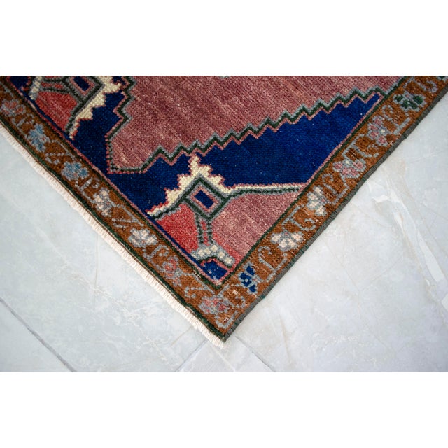 Terra Cotta 1970s Hand Knotted Turkish Small Rug Decorative Mat for Bathroom - Kitchen and Entryway- 18'' X 39'' For Sale - Image 8 of 14
