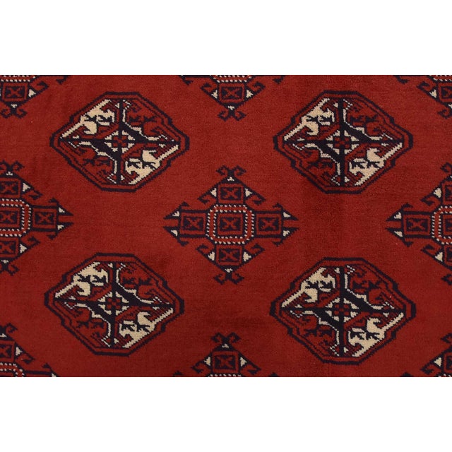 Turkmen Rug 10’1” X 12’6” Red Wool Vintage Tribal Hand-Knoted Carpet For Sale - Image 9 of 14