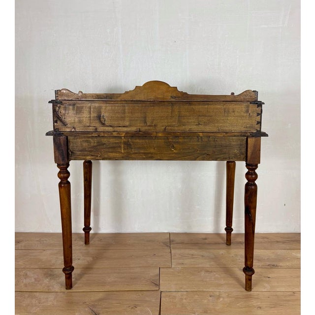 English Oak Writing Desk with Raised Gallery and Drawers, 1930s For Sale - Image 16 of 17