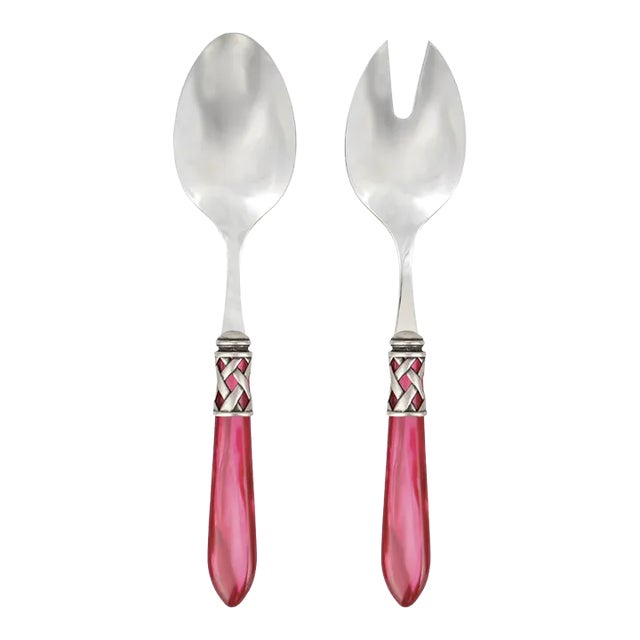 VIETRI Aladdin Antique Flatware Raspberry Salad Server Set - 2 Pieces For Sale