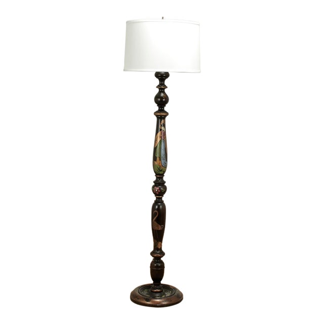 Antique Japanese Floor Lamp With Geisha Girl For Sale