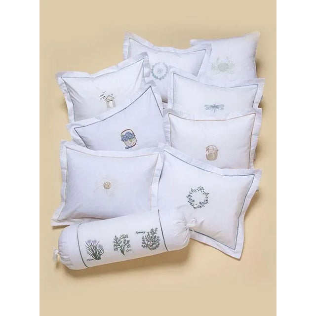 Shell Collection Bolster Cushion - Includes Insert, Embroidered For Sale - Image 4 of 5