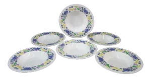 Devon English George Jones Botanical Flower Majolica Bowls - Set of 6