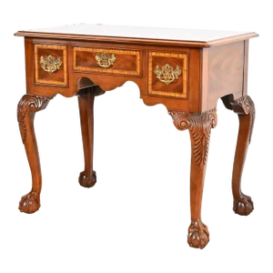 Councill Furniture Chippendale Banded Mahogany Lowboy Dressing Table or Entry Table