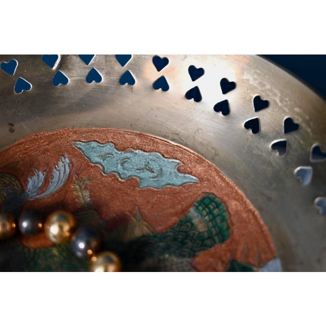 Silver Vintage Brass Openwork Footed Bowl with Bird Design, 1960s For Sale - Image 8 of 9