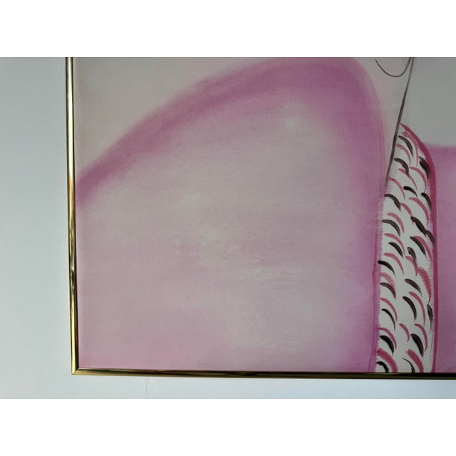 1980s Vintage Postmodern Woman Portrait Batik Painting by Robert Badis For Sale - Image 9 of 12