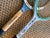 Pair of vintage late 1960s Wilson tennis wooden racquets.