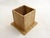 Large square pot/vase on a base, ideal as a planter, brush holder, pencil holder, etc., made entirely of ochre beige...