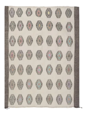 Vintage Embroidered Jajim Kilim Rug 5'4" X 7'3"