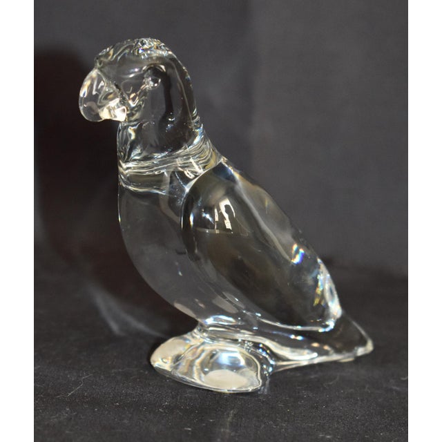 Vintage Baccarat France Clear Crystal Parrot Figurine Signed Art Glass Bird 4" For Sale - Image 9 of 15