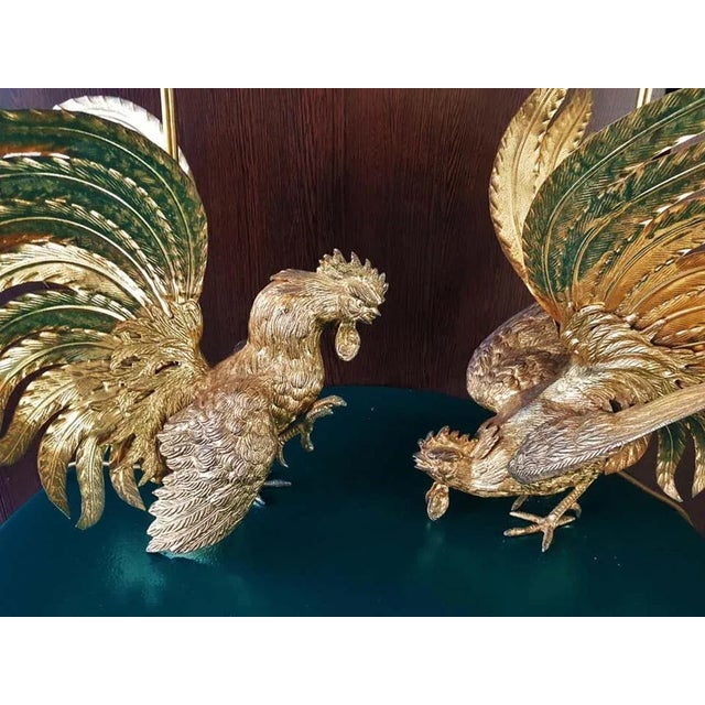 Gold Brass Rooster Table Lamps, 1960s, Set of 2 For Sale - Image 8 of 18