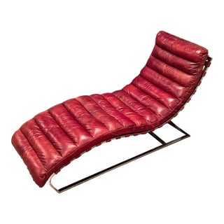 1990s Restoration Hardware Oviedo Leather Chaise Lounge For Sale