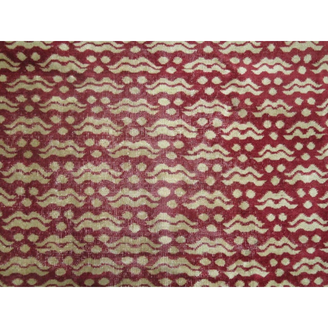 Vintage Zabihi Collection Crimson Turkish Square Rug For Sale - Image 4 of 5