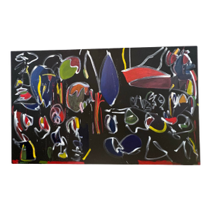 Large Impressive Abstract Painting in Acrylic by Artist Marjorie Schlossman, 6 Ft. X 10 Ft.