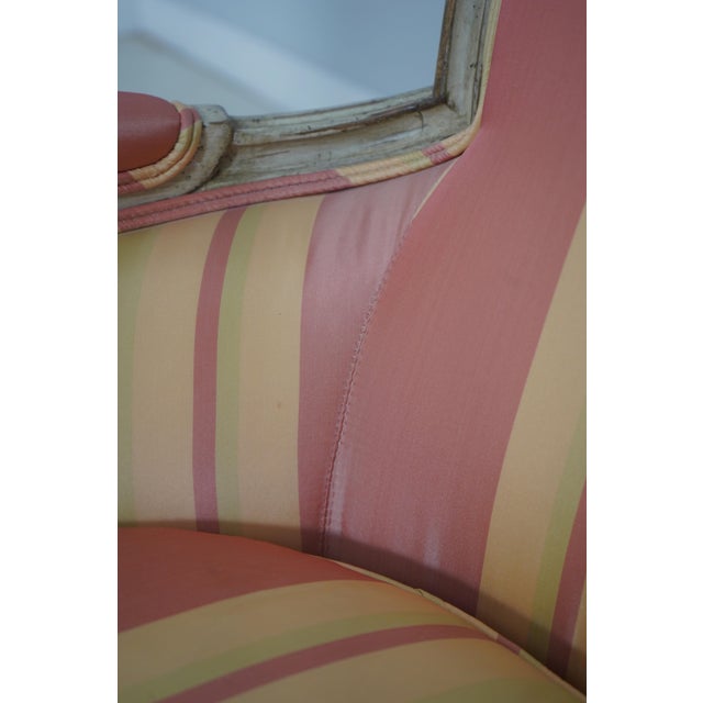 White Pair Baker French Louis XVI Upholstered Bergere Chairs For Sale - Image 8 of 18