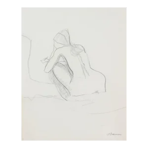 Kneeling Female Nude 20th Century Graphite