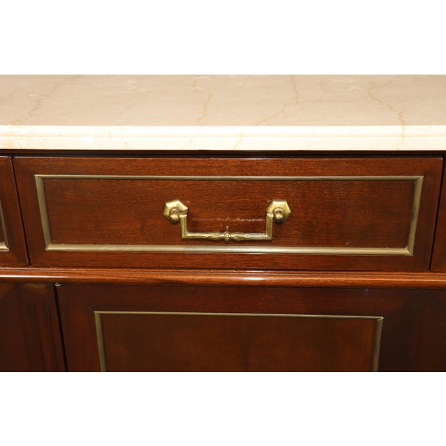 1970s Fine Shallow Depth Maison Jansen Style Directoire Marble Top Mahogany Sideboard For Sale - Image 10 of 15