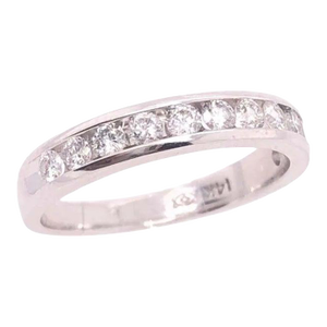 14 Karat White Gold and Diamond Band Bridal Wedding Ring, Size 6
