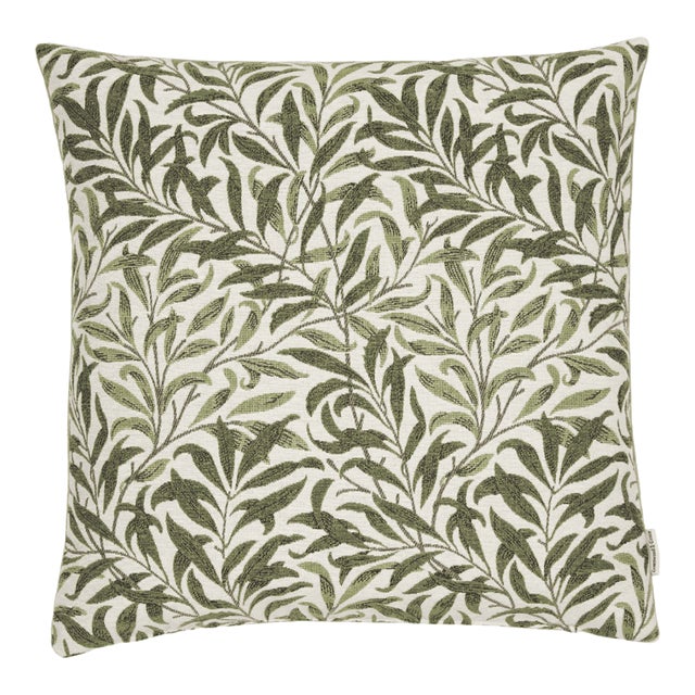 Willow Bough Green Woven Cushion With Feather Filler - 42x42cm (17"x17") For Sale