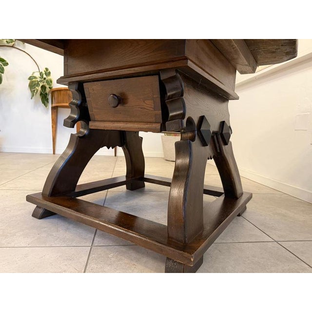 Rustic Farmhouse Table in Natural Wood For Sale - Image 5 of 8