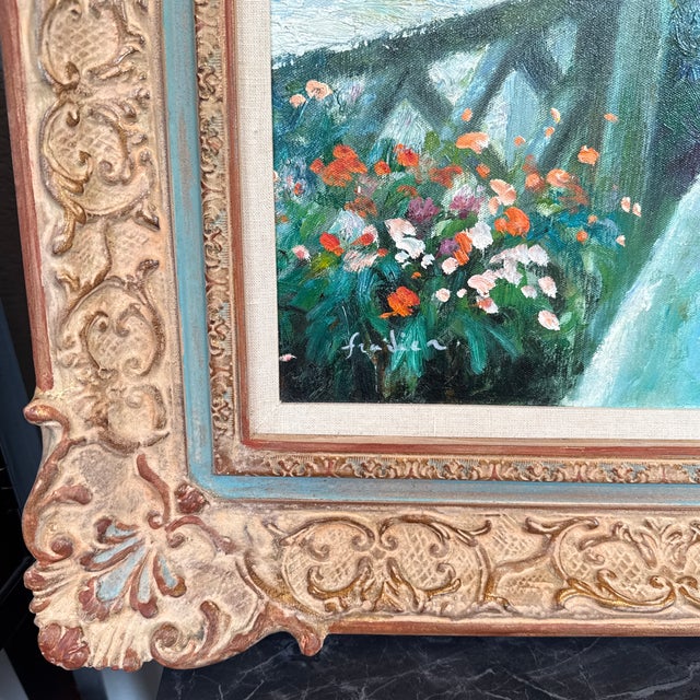 Freilberger Still Life Table on the Patio Painting Signed For Sale In San Francisco - Image 6 of 12