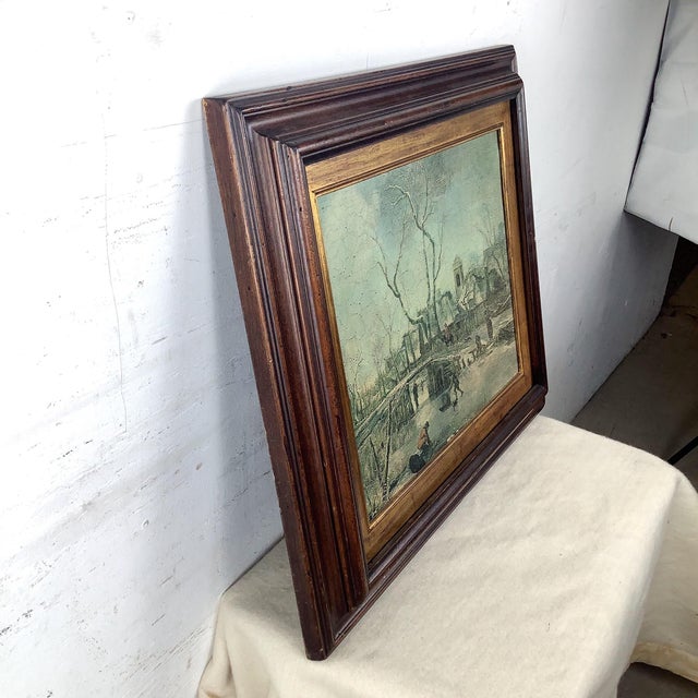 Antique European Winter Landscape Decorative Print in Period Gilt Frame For Sale - Image 4 of 12