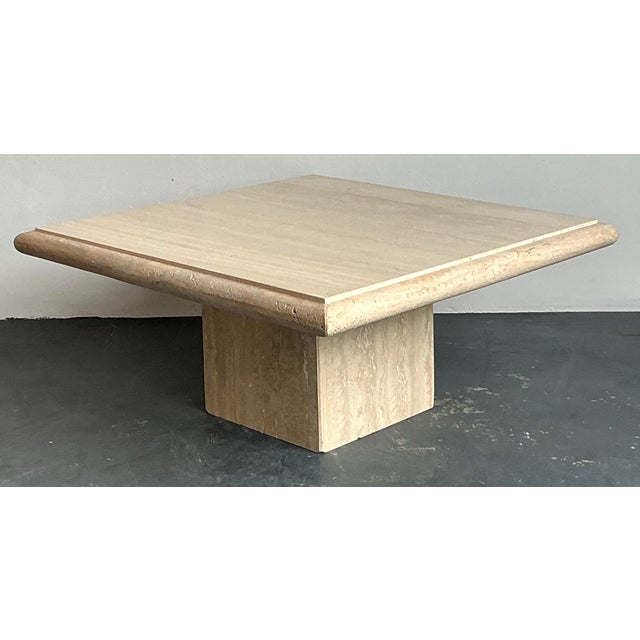 Stone Vintage Boho Italian Stone International Travertine Coffee Table For Sale - Image 7 of 11