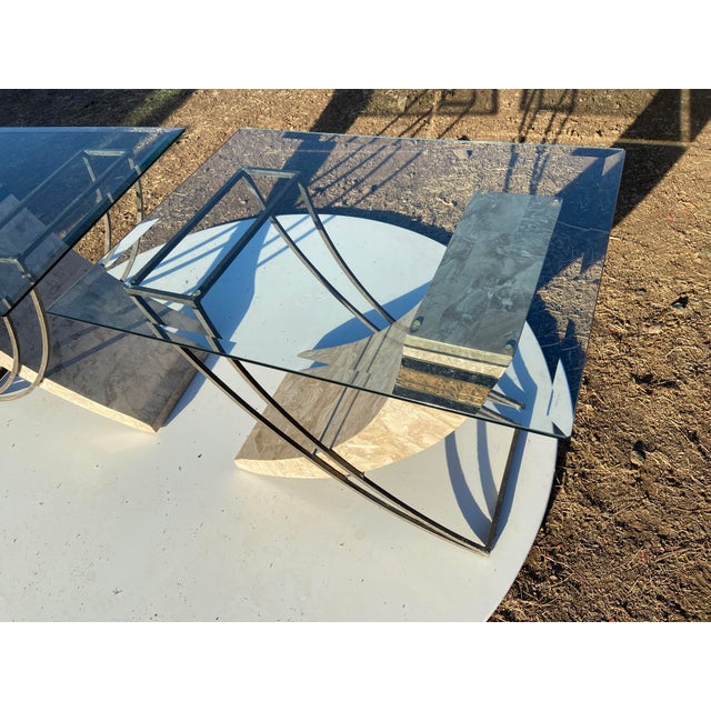Vintage Postmodern Tessellated Stone & Glass Sculptural End Side Tables À Pair For Sale - Image 17 of 18