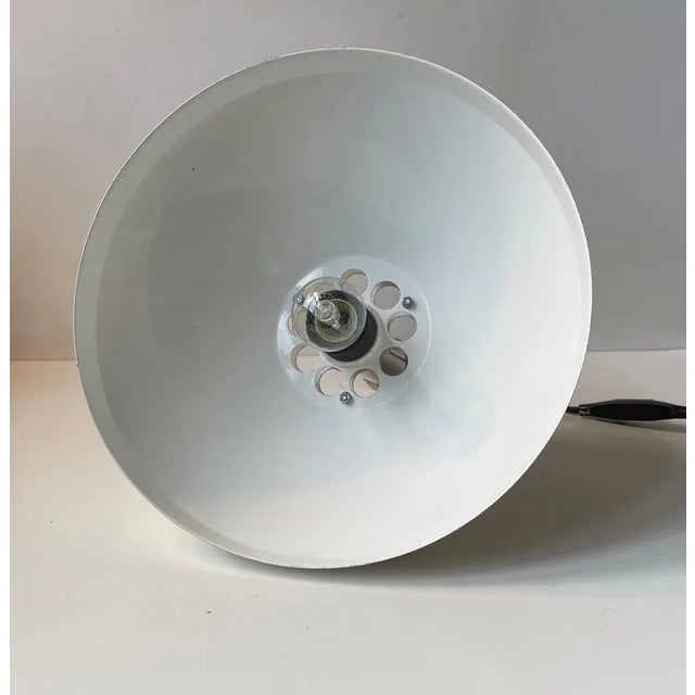 Metal Italian Modern Ceiling Lamp in White Enamel and Chrome Plating, 1970s For Sale - Image 7 of 10