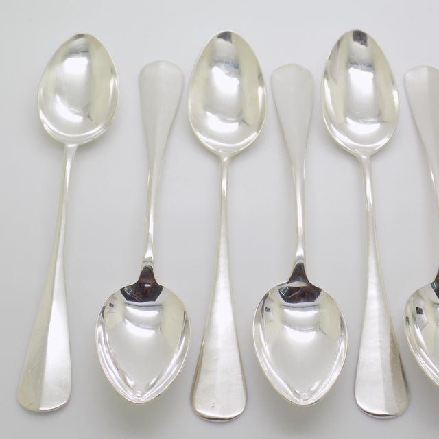 Metal Vintage Italian Handmade Genuine Silver Sugar Spoons, 1970s, Set of 6 For Sale - Image 7 of 15