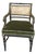 Antique Regency-Style Ebonized & Gilt Armchair With Cane Back & Green Velvet For Sale