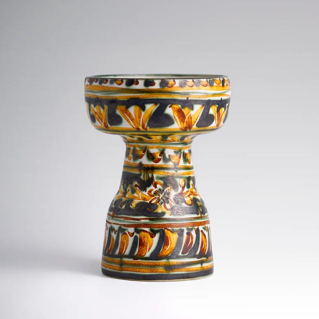 French Ceramic Candleholder by Paul Yvain, 1960s, in Flawless conditions. Designed 1960 to 1969 This piece has an...