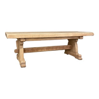 Rustic Country French Trestle Table in Stripped Oak For Sale