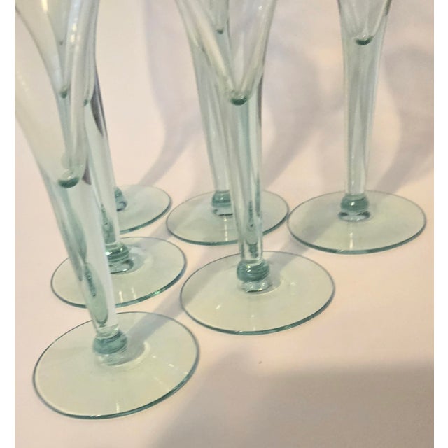 Boho Chic Vintage Sea Glass Green Goblets - Set of Six For Sale - Image 3 of 11