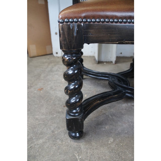 Late 20th Century 10 Lorts Renaissance Revival Style Barley Twist Leather & Fabric Dining Chairs For Sale - Image 10 of 12