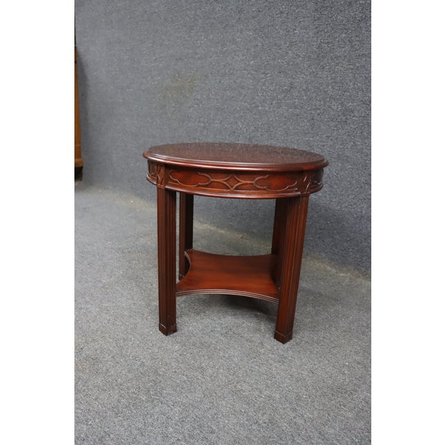 Henkel Harris Mahogany Round Lamp Table With Lower Shelf, Style No. 5426 For Sale - Image 10 of 13