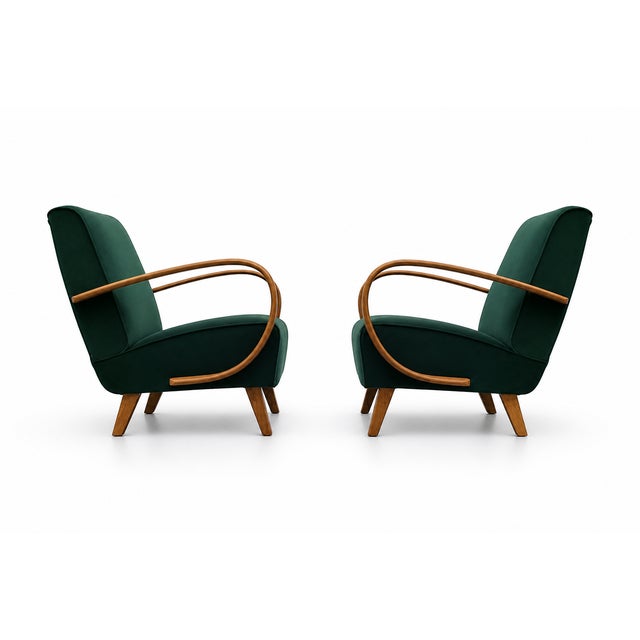 Green Vintage Bentwood Chair in Emerald Green Velvet by Jindrich Halabala, 1930 For Sale - Image 8 of 10