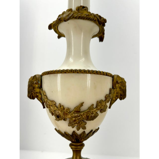 White Small 19th Century Marble Gilt Bronze Table Lamp For Sale - Image 8 of 12